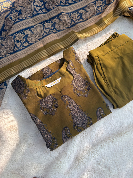 Mustard yellow Chandari 3 pcs Set