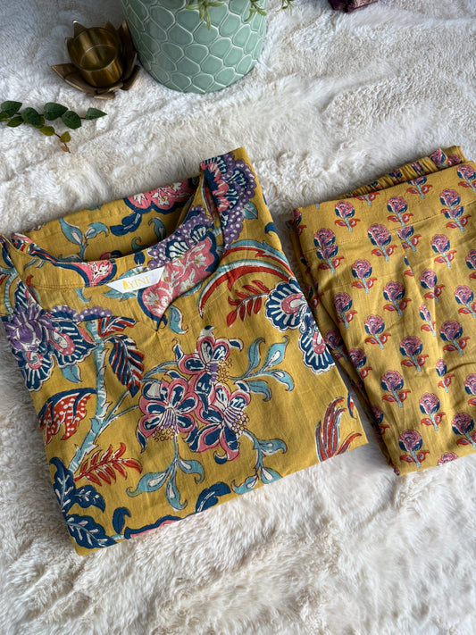 Mustard Yellow Floral Drift Co-ord Sets