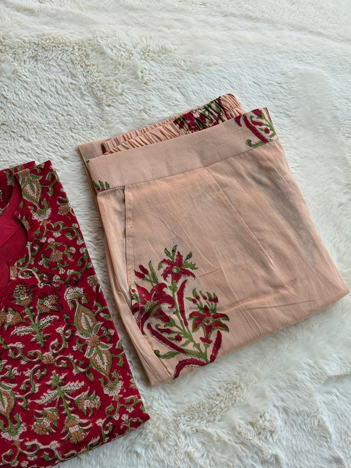 Red Hand block Print Co-ord sets