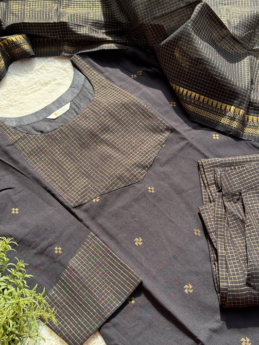 South cotton Black checks 3 pcs Set