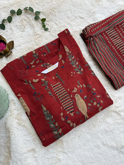 Floral Red Cotton A-line Co ords