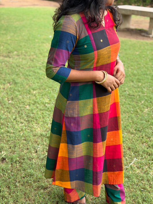 Madras Checks with Butta Cotton A-line Co ords