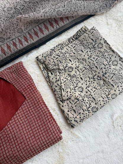 Rust Red checks kota 3 pcs Set