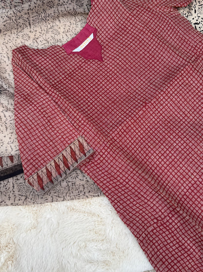 Red checks kota 3 pcs Set