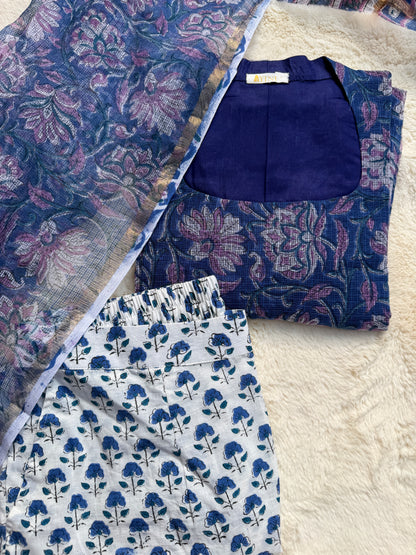 Floral blue kota 3 pcs Set