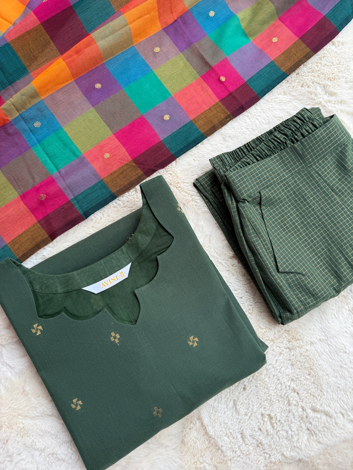 Handloom Green south cotton 3 pcs set