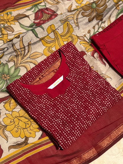 Red Polka Dots Chandari 3 pcs Set