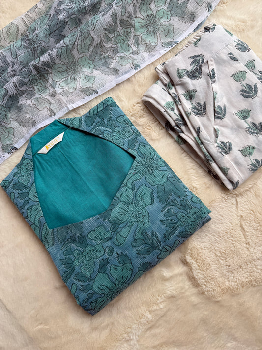Coral floral blue kota 3 pcs Set