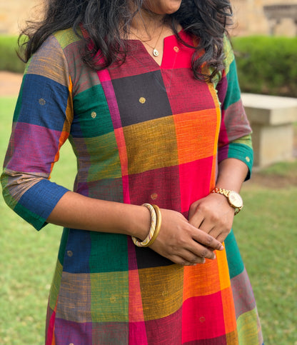 Madras Checks with Butta Cotton A-line Co ords