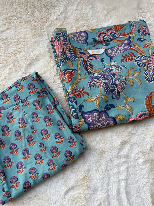 Aqua Bloom Co-ord Sets