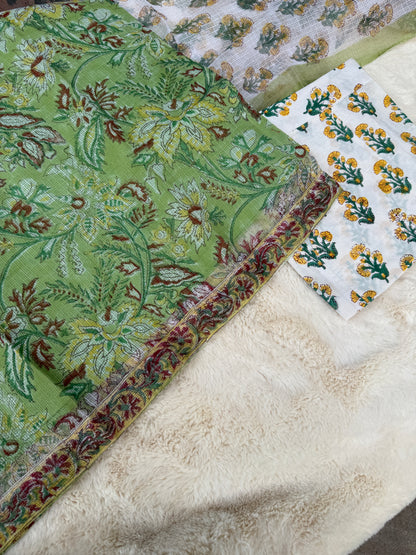 Floral teal green kota 3 pcs Set