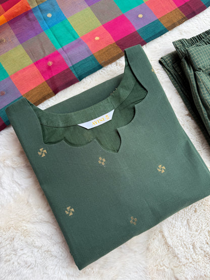 Handloom Green south cotton 3 pcs set