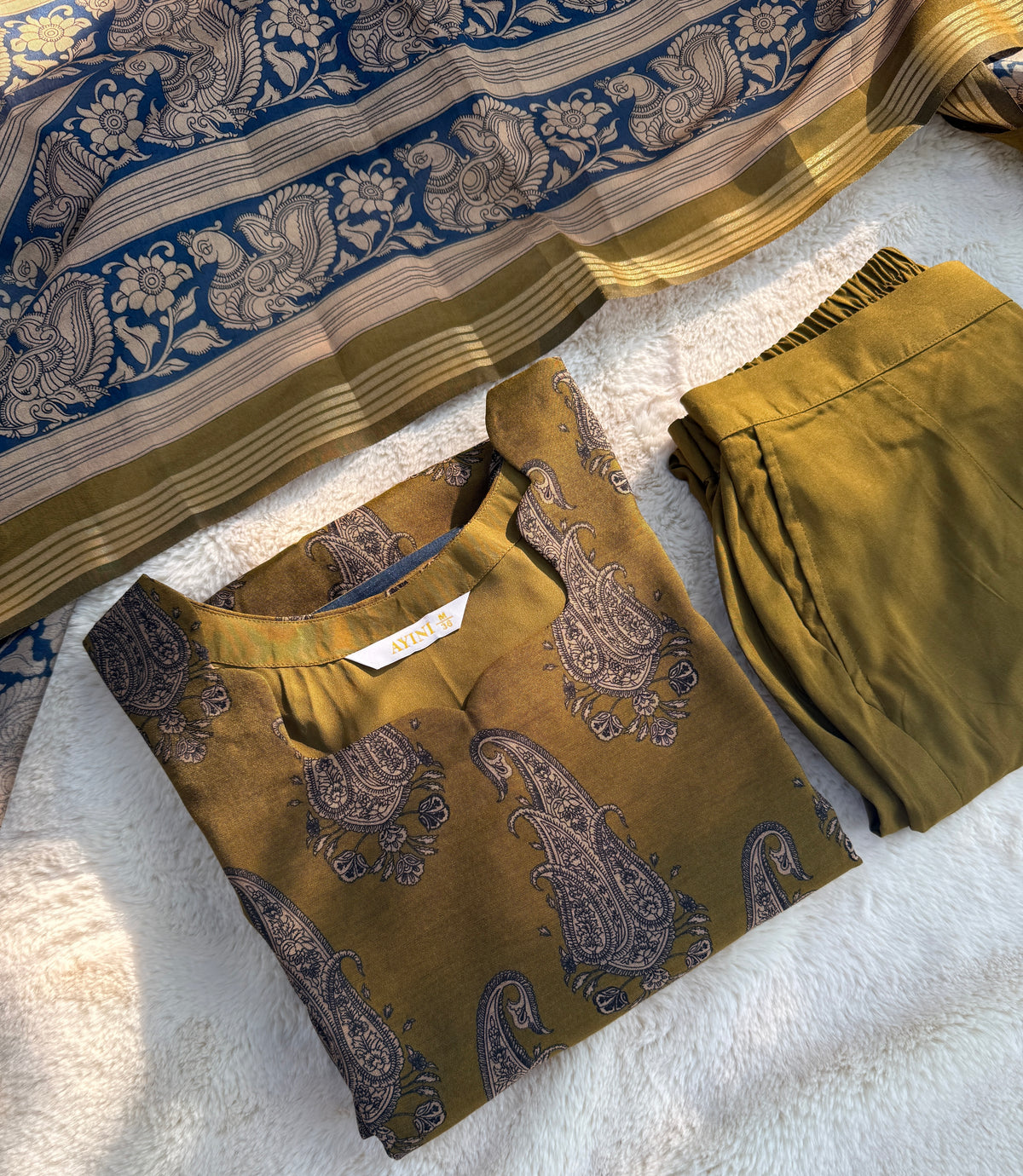 Mustard yellow Chandari 3 pcs Set