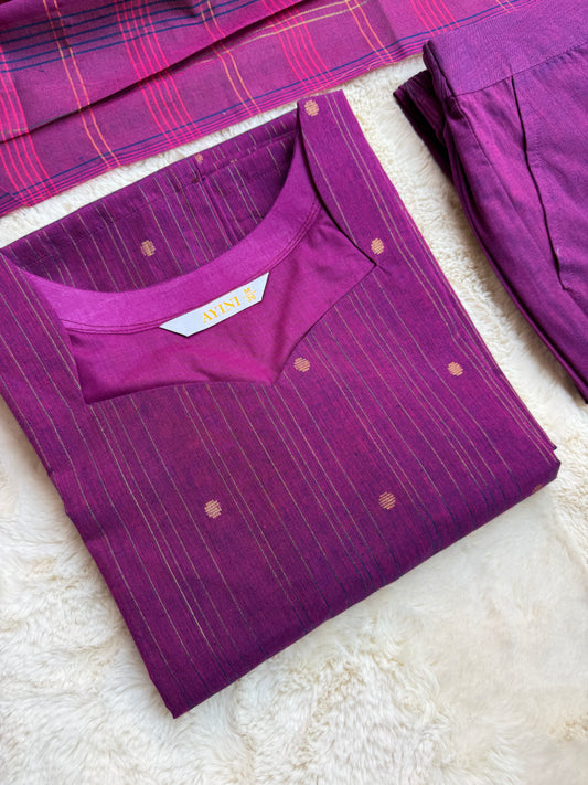 Jamun Weave Handloom 
 cotton 3 pcs Set