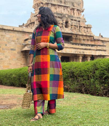 Madras Checks with Butta Cotton A-line Co ords