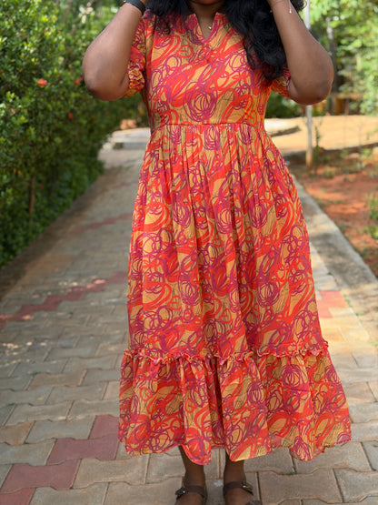 Fanta Orange Georgette Maxi