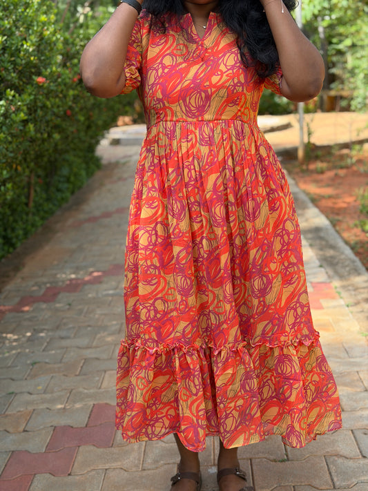 Fanta Orange Georgette Maxi
