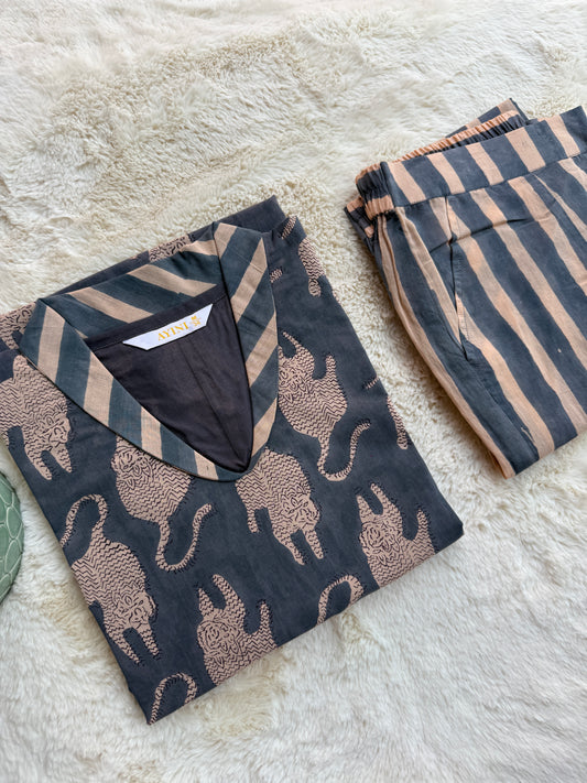 Animal Hand block Print Co-ord sets