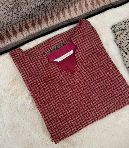 Red checks kota 3 pcs Set