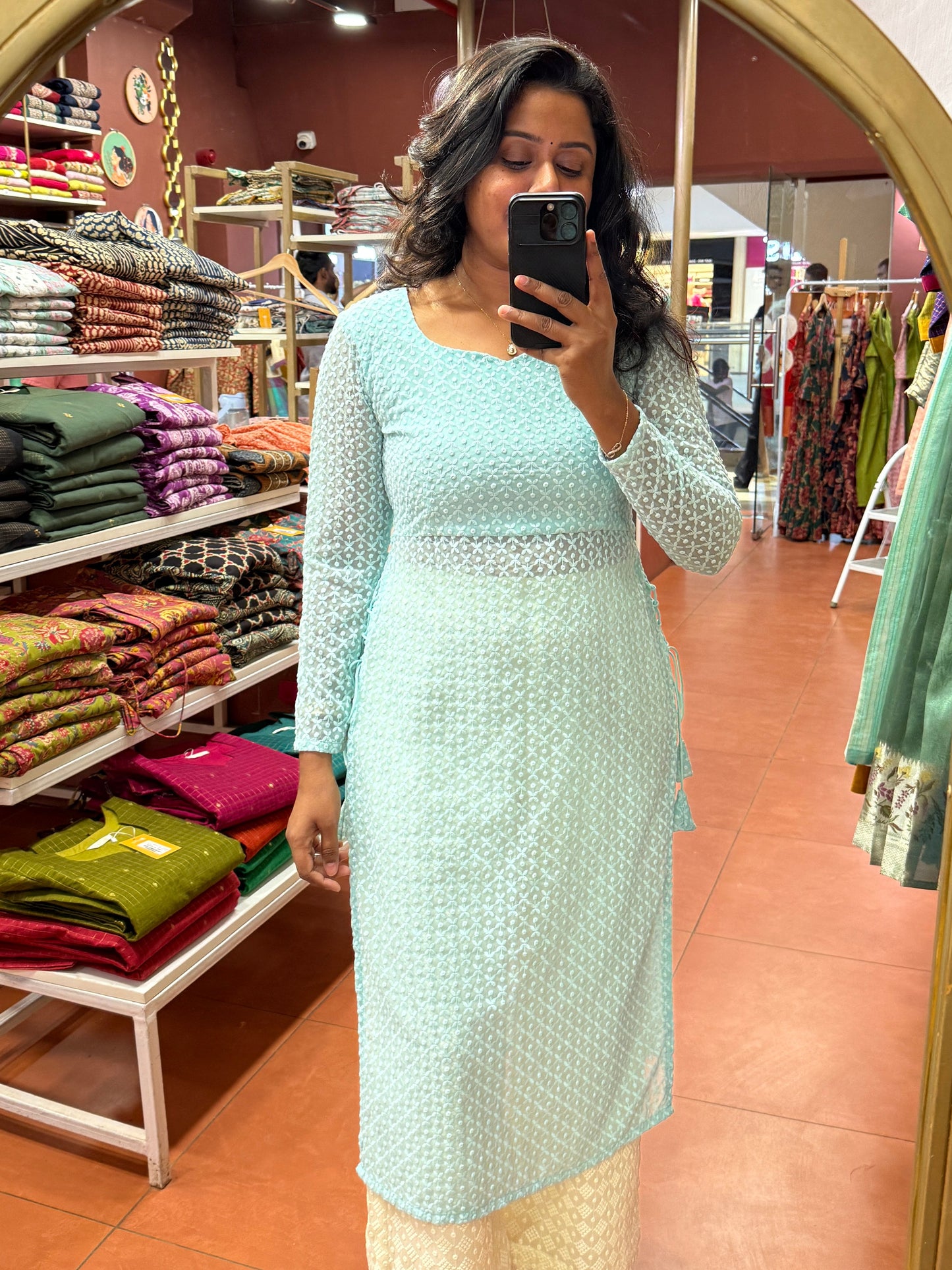 Mint Blue Bloom Chikankari 2 pcs Set
