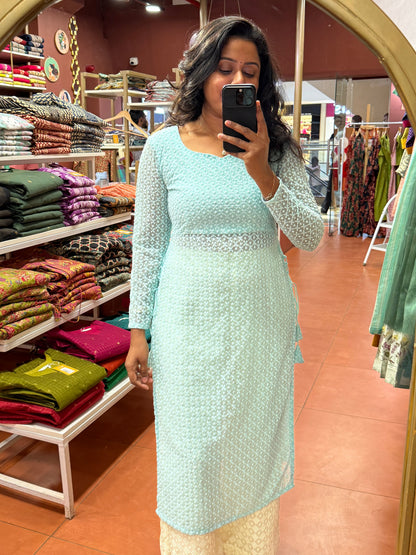 Mint Blue Bloom Chikankari 2 pcs Set