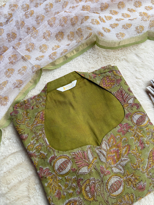 Green Floral blue kota 3 pcs Set