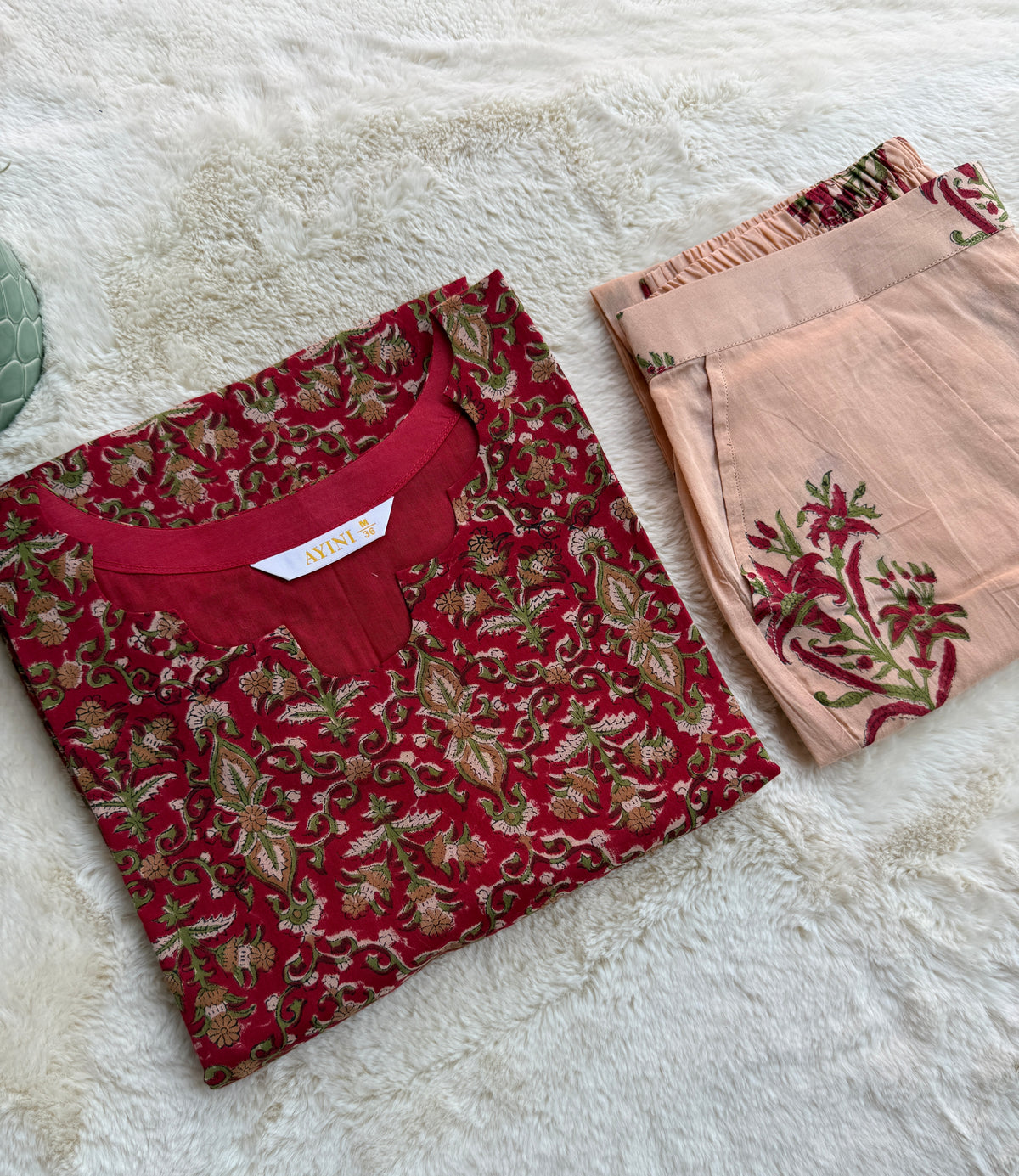 Red Hand block Print Co-ord sets