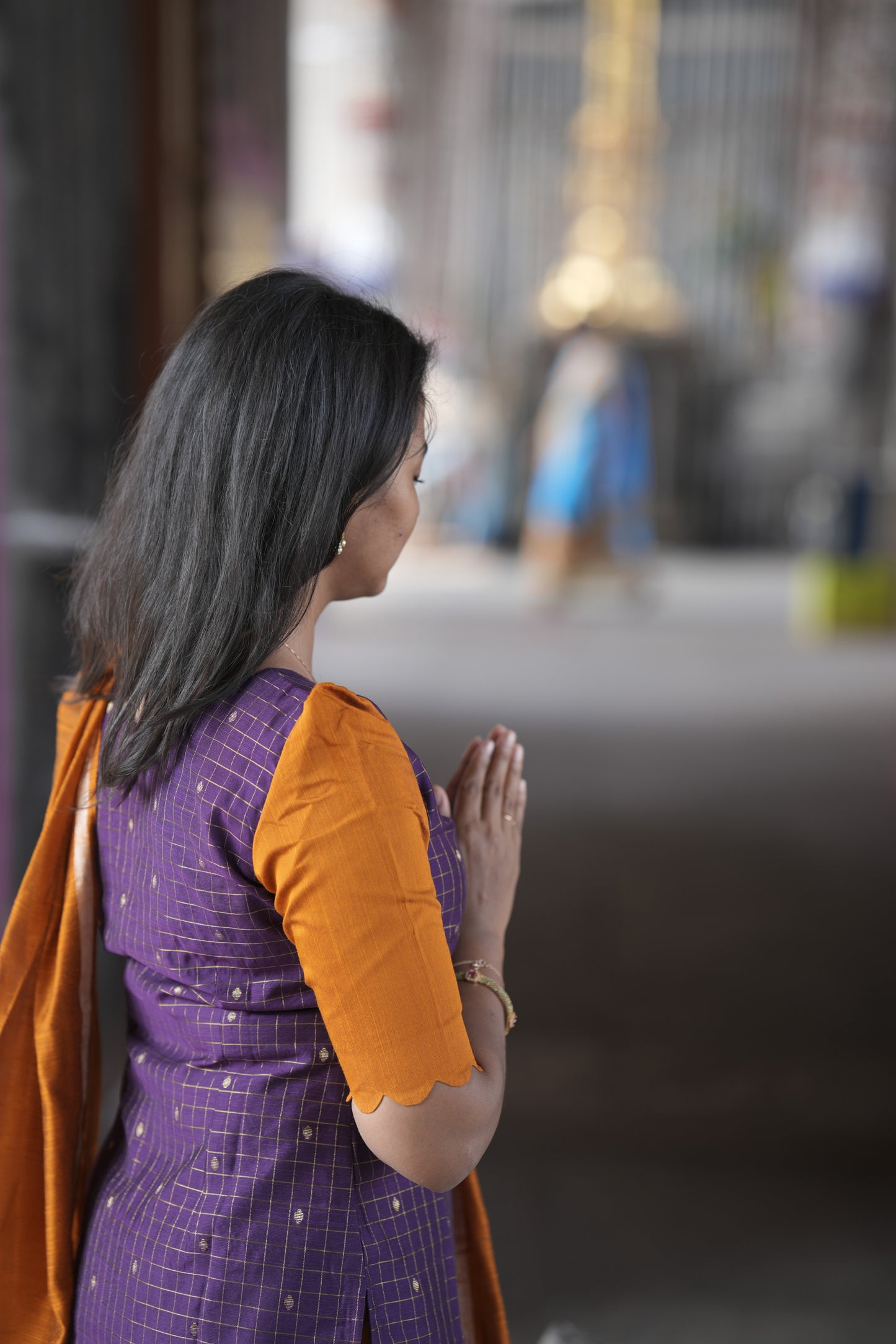 Mustard & purple with Scalloped pattern Salwar sets