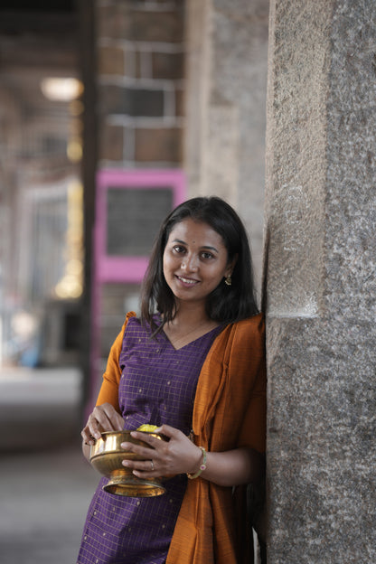 Mustard & purple with Scalloped pattern Salwar sets