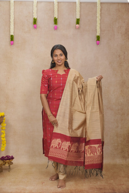 Red zari checked pattern salwar sets