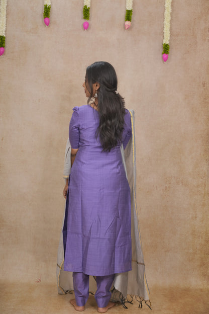 Lilac spade motif salwar set