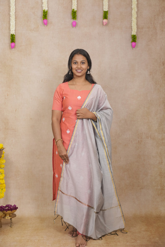 Fanta orange spade motif salwar set