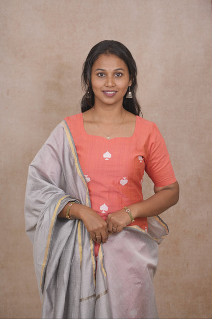 Fanta orange spade motif salwar set