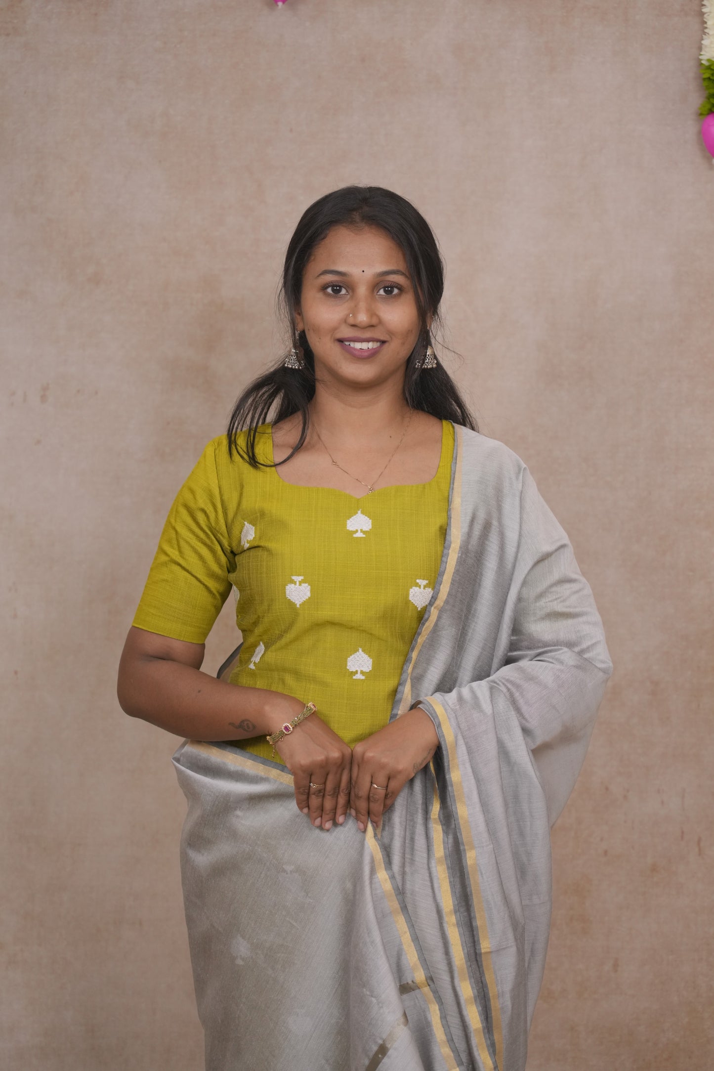 Olive green spade motif salwar set