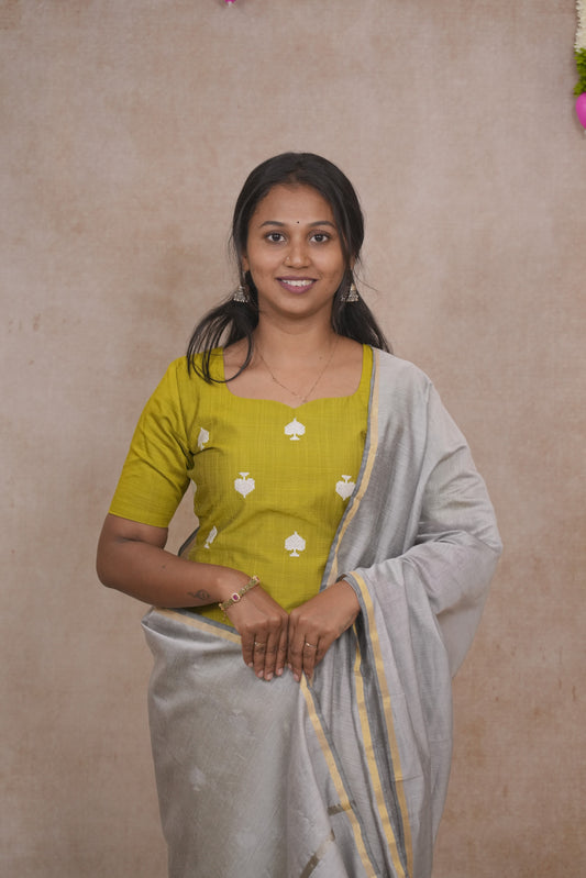 Olive green spade motif salwar set