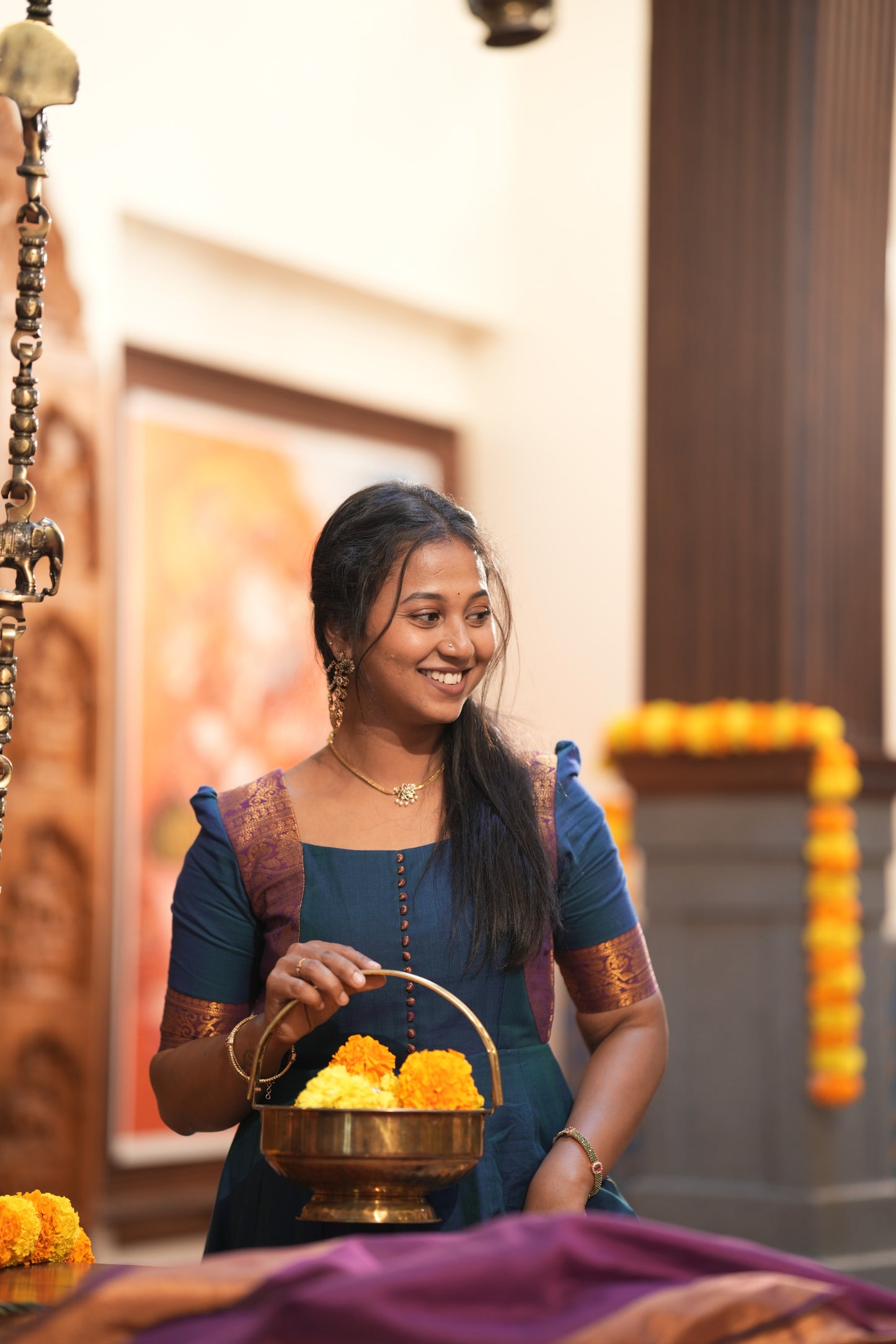 Blue with purple shawl Premium Anarkali suit