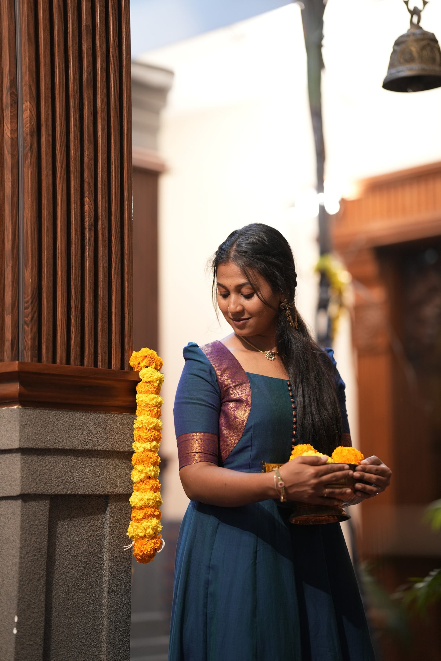 Blue with purple shawl Premium Anarkali suit