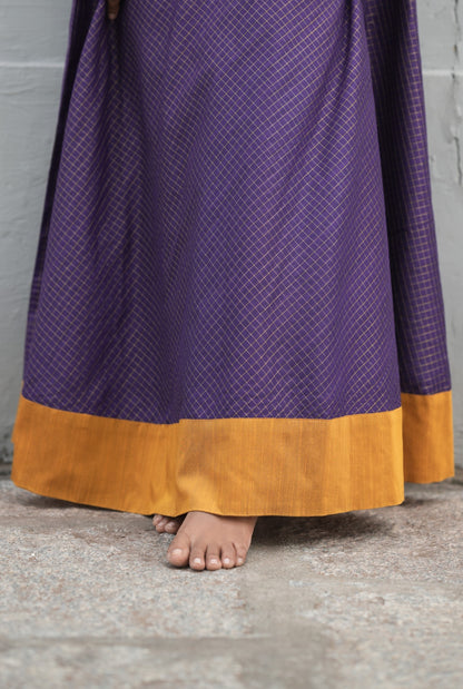 Checked Blue with eye-shaped panel umbrella cut