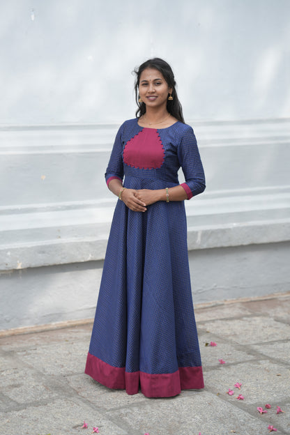 Deep Navy with U pattern Umbrella cut