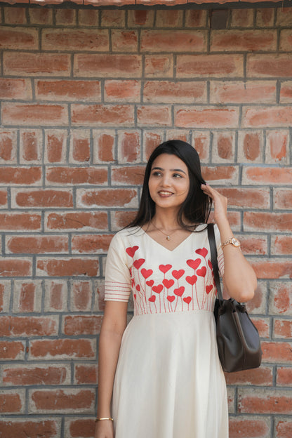 White with Heart Red Maxi