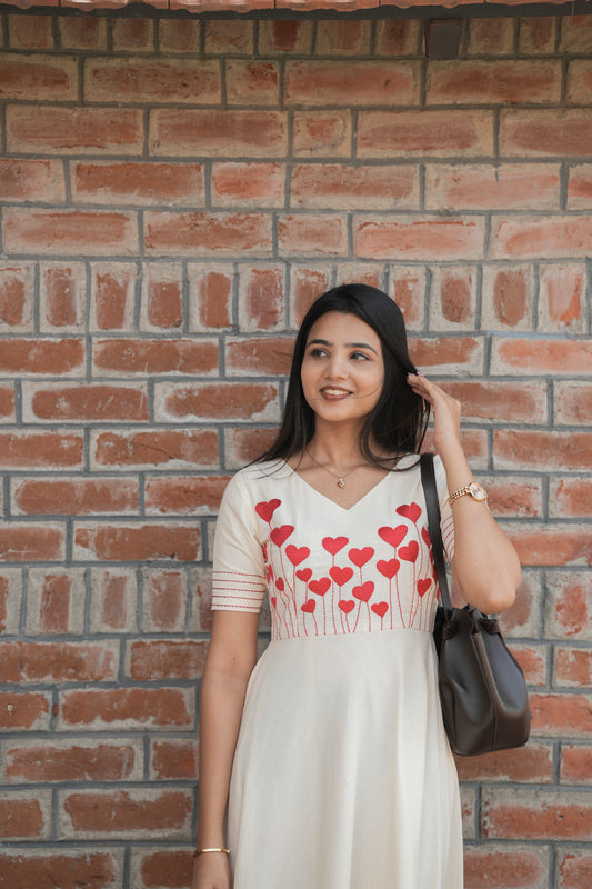 White with Heart Red Maxi