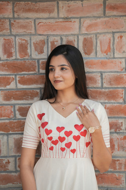 White with Heart Red Maxi