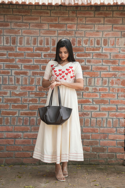 White with Heart Red Maxi