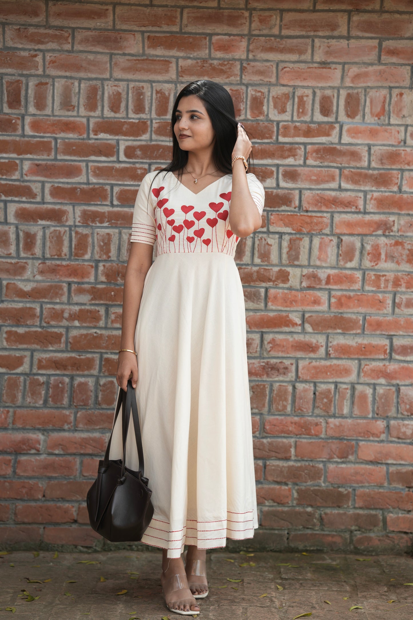 White with Heart Red Maxi