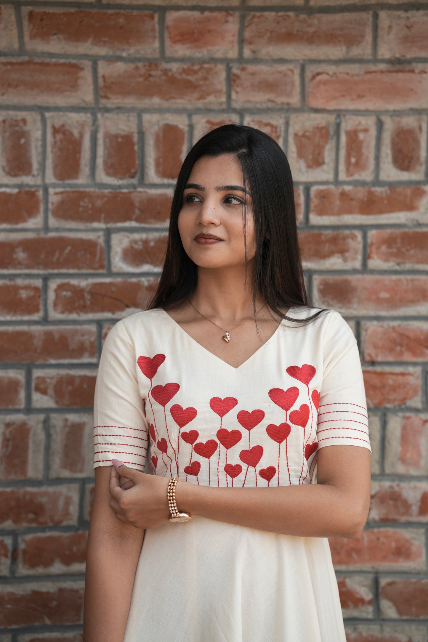 White with Heart Red Maxi