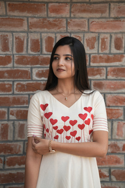 White with Heart Red Maxi