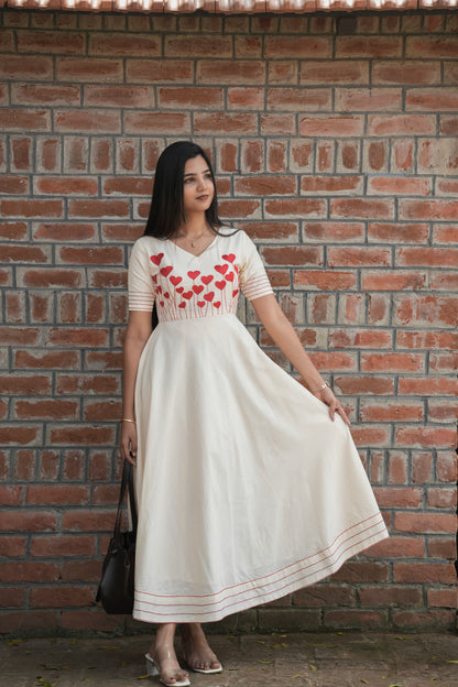 White with Heart Red Maxi