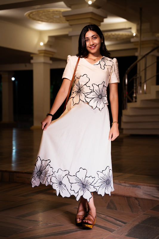 Minimal Line Art Flower Midi skirt & top