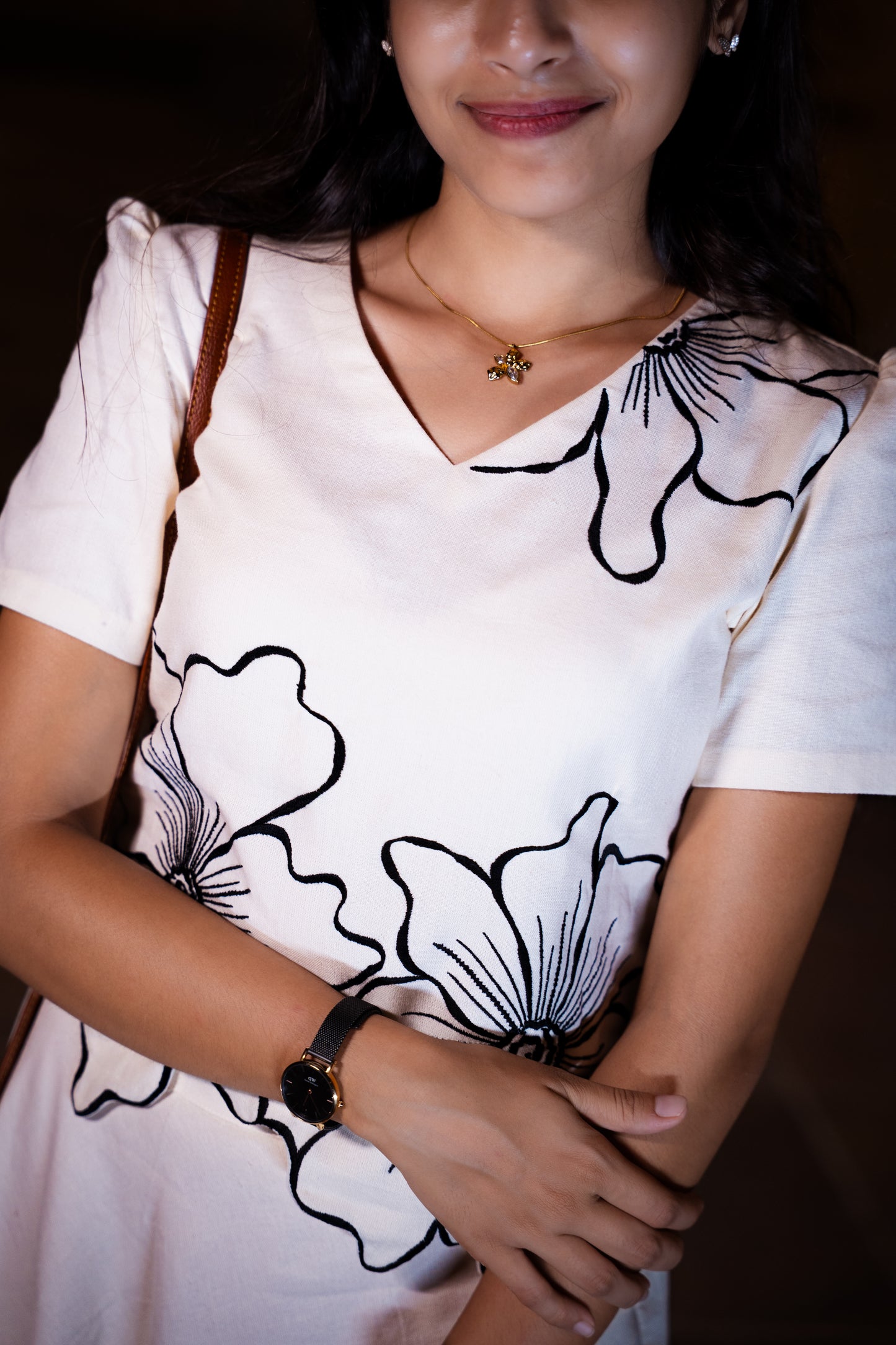 Minimal Line Art Flower Midi skirt & top