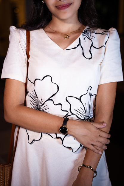 Minimal Line Art Flower Midi skirt & top